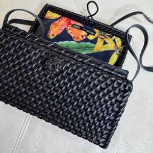 Zara - Black Wicker Rattan Mini Crossbody Bag